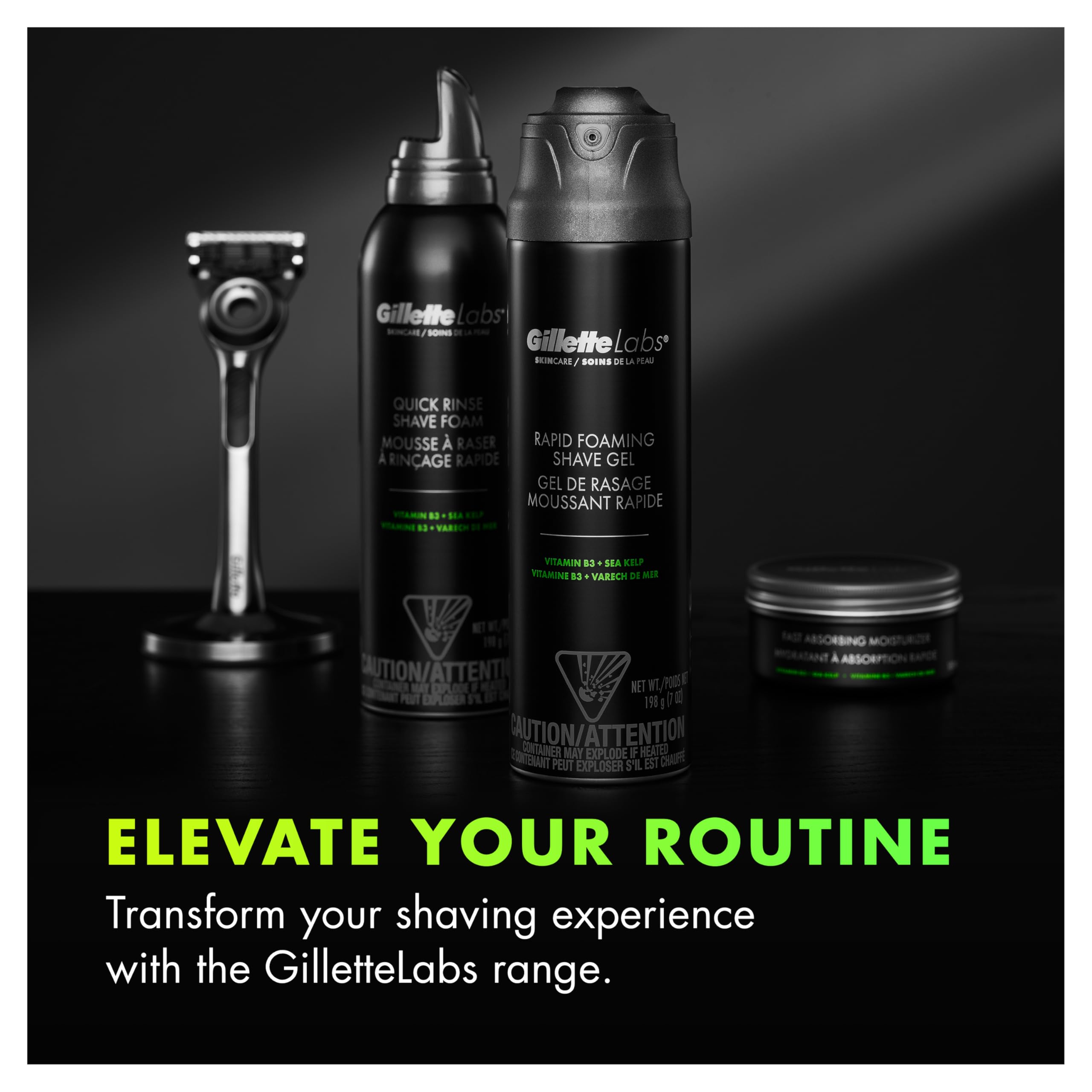 GilletteLabs Rapid Foaming Shave Gel for Men, 7oz (Pack of 2)