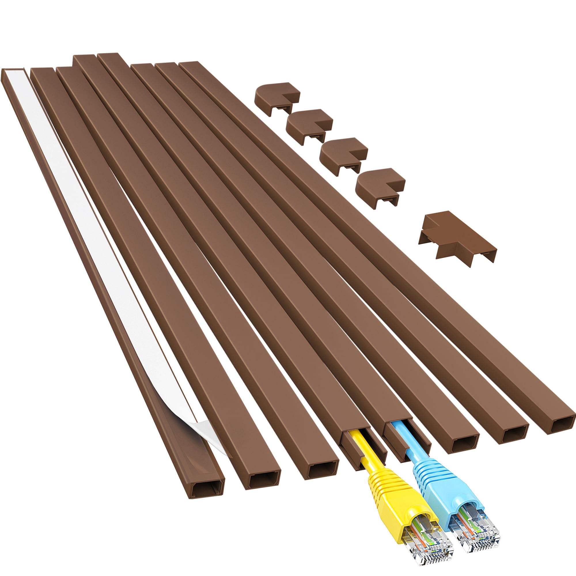 Buy now Yecaye Cord Hider, 113in One-Cord Cable Concealer, Cord Covers for Wires on Wall, Easy Install Cable Management Kit for 2 Small Wires, Cables Raceway Home Office, W0.59in H0.4in, White Small Brown at indiglob india