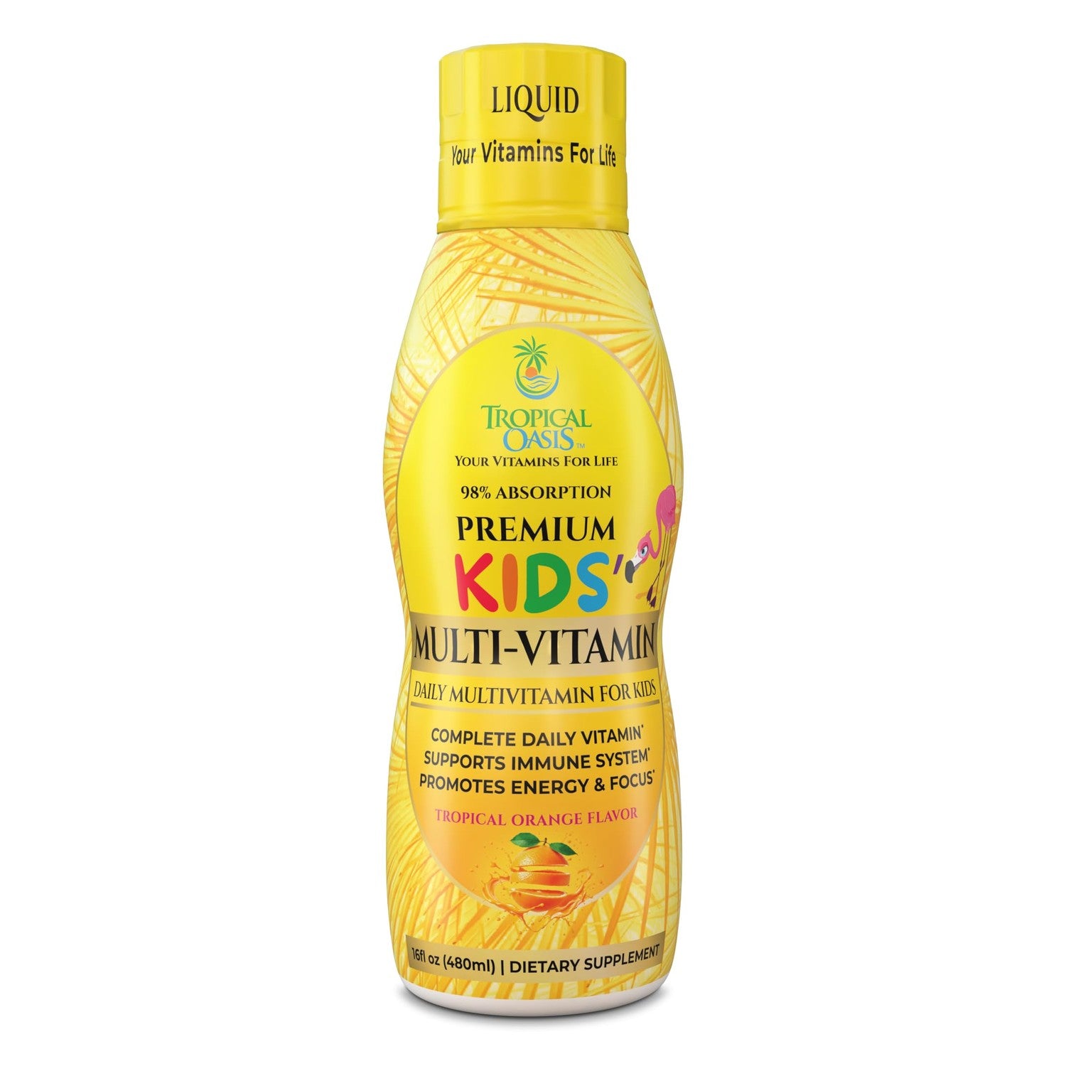 Premium Liquid Multivitamin For Kids | Sugar Free Kids Vitamins | 100% DV of 14 Vitamins for Kids | Multivitamin for Children Ages 4+ | Great Tasting, Non-GMO, Max 98% Absorption Rate- 16 oz, 32 Serv
