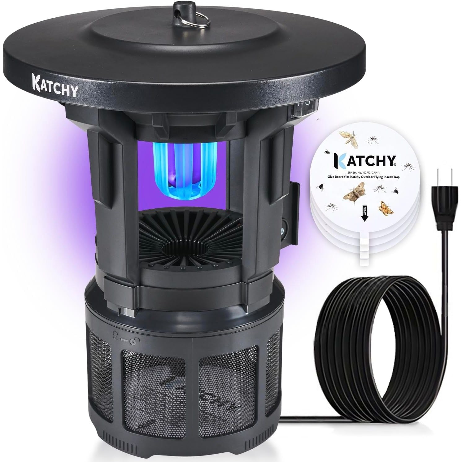 Buy now Katchy Indoor Insect Trap - Catcher & Killer for Mosquitos, Gnats, Moths, Fruit Flies - Non-Zapper Traps for Inside Your Home - Catch Insects Indoors with Suction, Bug Light & Sticky Glue (White) Outdoor w Wall Bracket at indiglob india