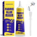 Komoko Fabric Glue Permanent (2.02 Fl Oz), Fabric Glue for Clothing, Patches, Denim, Polyester, Fabrics, Doll Repair, Flannel, Cotton, Multipurpose Clear Glues, Tacky Glues