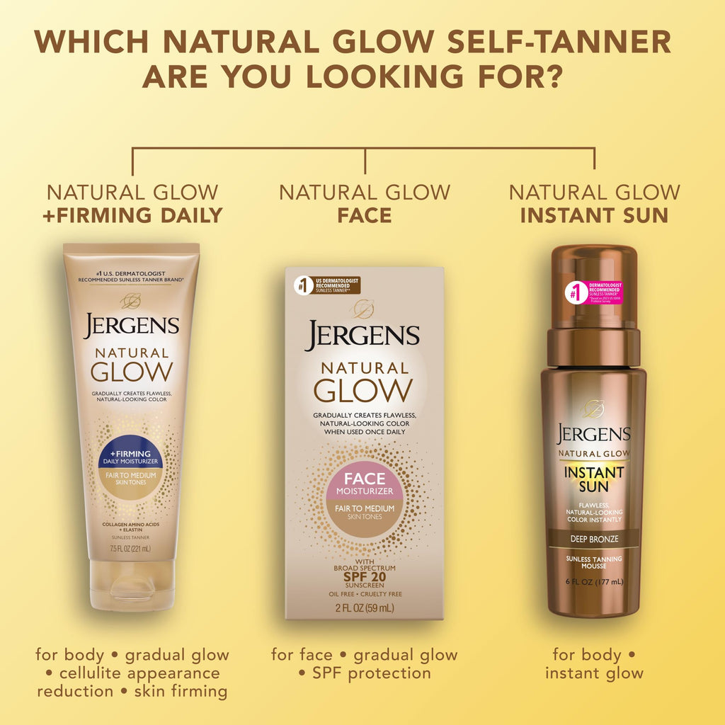 Buy now Jergens Natural Glow +Firming Self Tanner Body Lotion, Fair to Medium Skin Tone, Sunless Tanning Moisturizer with Collagen and Elastin. Helps to Visibly Reduce Cellulite, 7.5 Fl Oz at indiglob india
