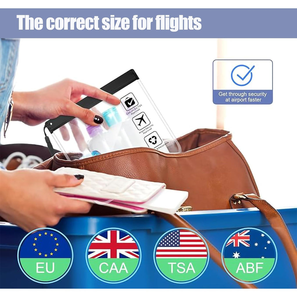 5Pcs TSA Approved Toiletry Bag-Quart Size Travel Bag for EU UK & US Carry-on Regulations Security, Quart Clear Toiletries, Cosmetic and 3-1-1 Liquids Toiletry Bag (Waterproof & Leakproof)