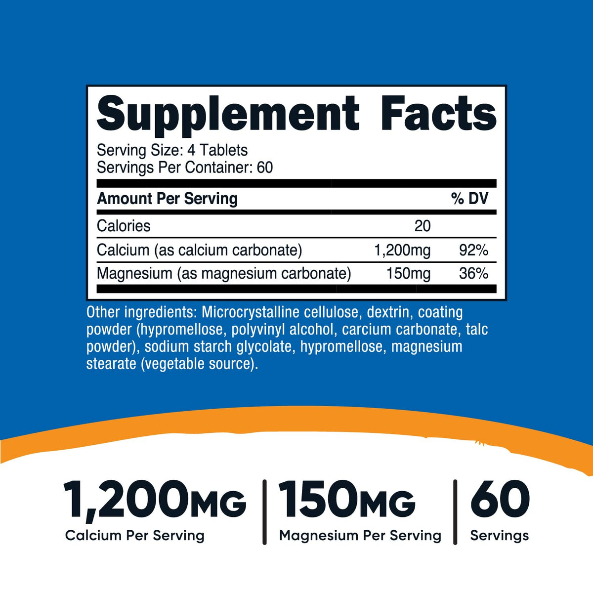 Nutricost Calcium & Magnesium Carbonate 240 Tablets, 60 Servings, GMO-Free