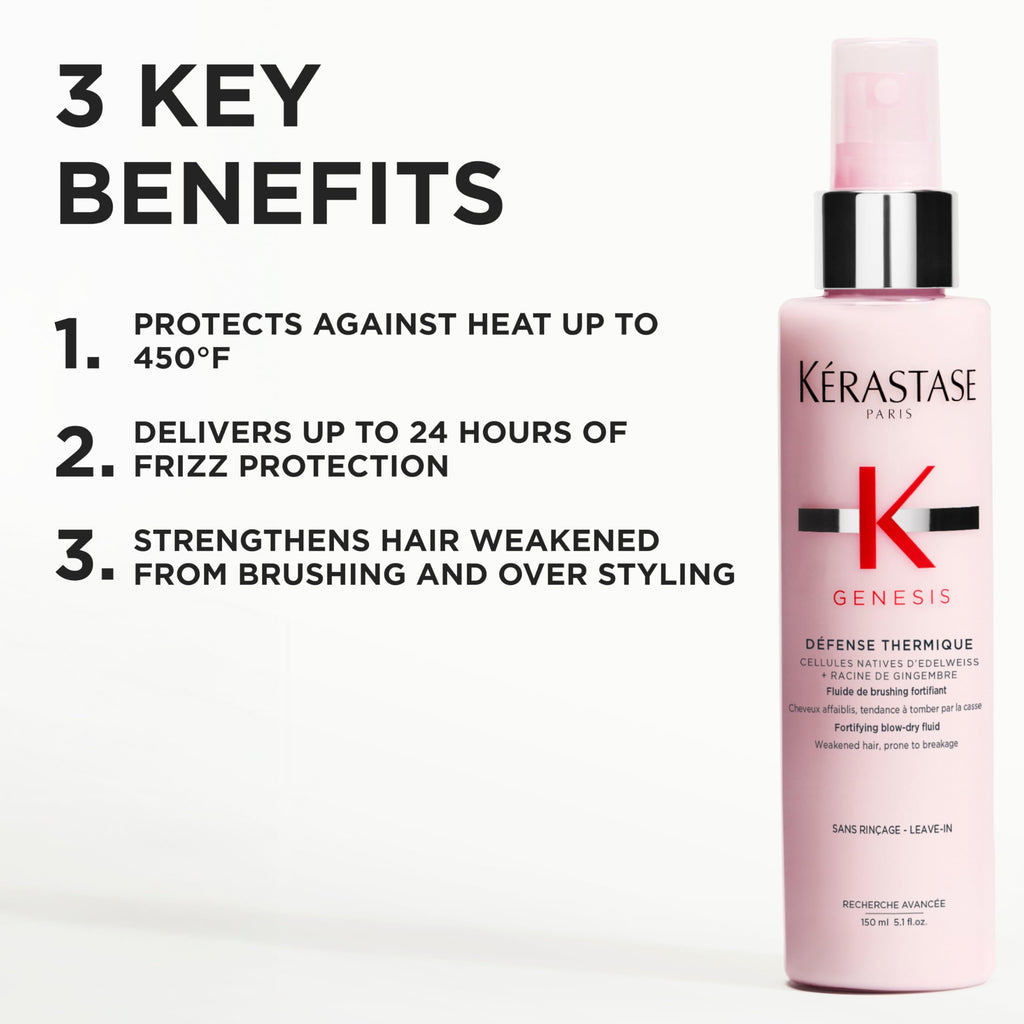 Kerastase Genesis Thermique Blow Dry Primer, Heat Protectant for Weak or Damaged Hair, Anti-Breakage, Detangles and Hydrates, Strengthens & Reduces Frizz, Sulfate Free, 5.1 Fl Oz