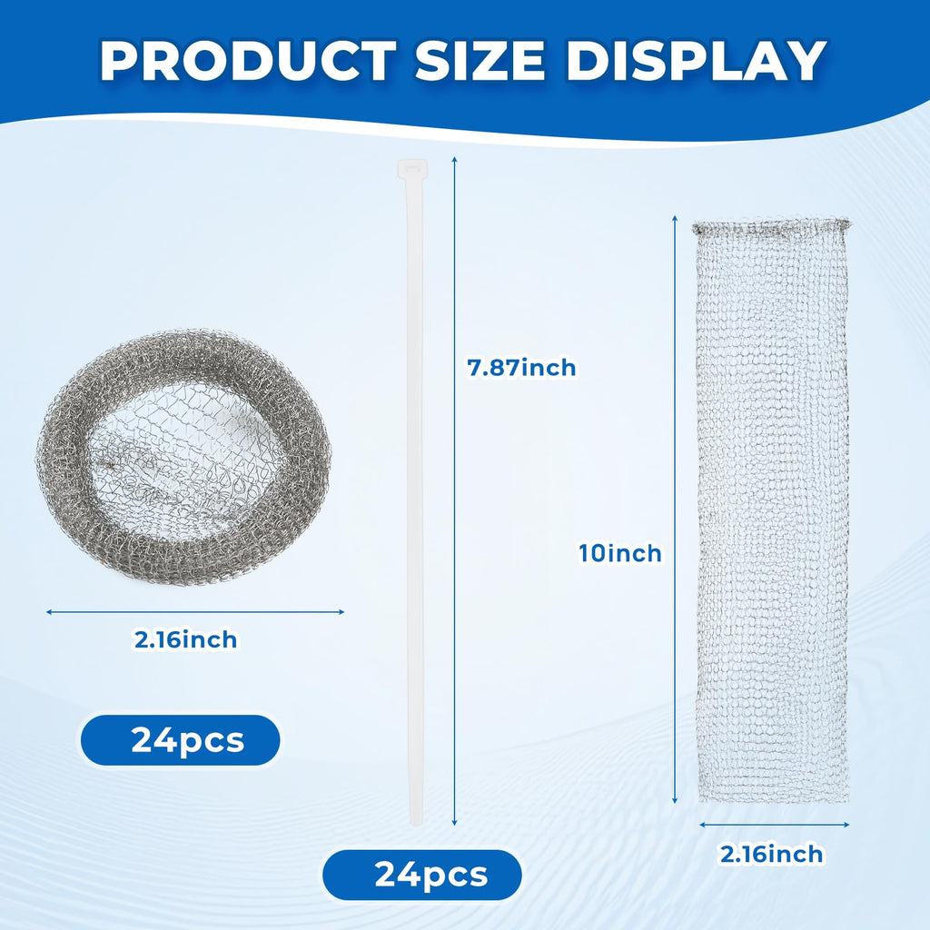 24 Pcs Stainless Lint Trap for Washing Machine Hose Drain Filter with Ties