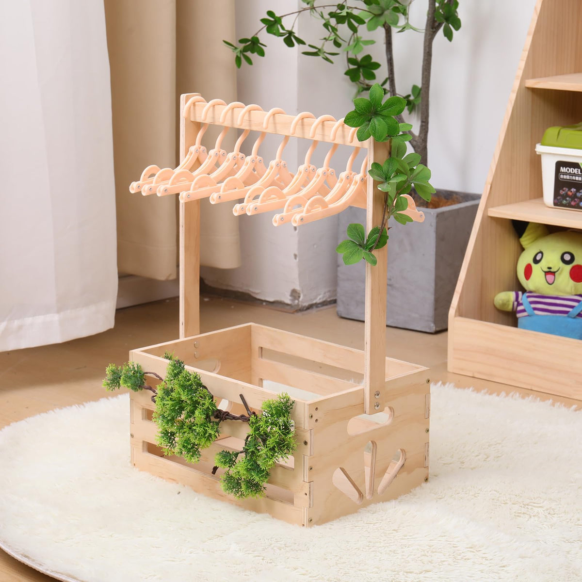 Wooden Baby Shower Crate Closet , Baby Storage nursery Crate Hamper with Handle, Gift Basket for Baby nursery Excluding hangers，Newborn Boy Girl Welcome Gift for New Mom Parents