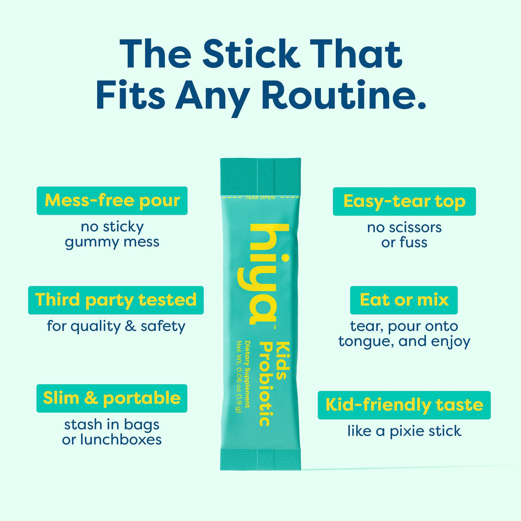 HIYA Kids Daily Probiotic for Gut & Immune Support, 20 Sticks