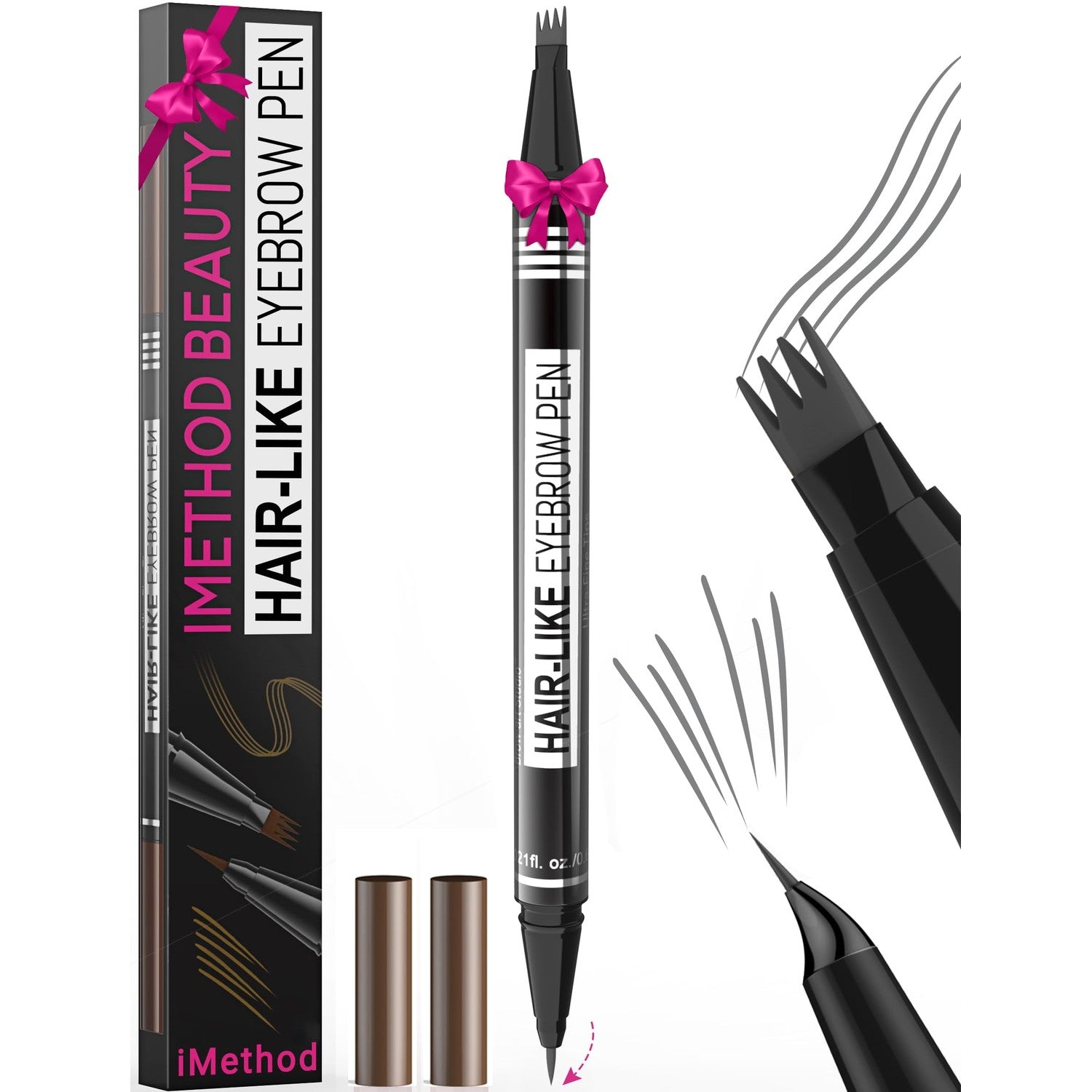 Buy now iMethod Microblading Eyebrow Pen - Eyebrow Pencil Magical 2-in-1 Dual-Ended Eye Brow Pencils for Women with 4-Fork-Tip & Ultra Precise Brush-Tip Create Natural Hair-Like Brows, Last All-Day, Brown at indiglob india