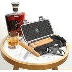 Buy now Travel Humidor Box With Cigar Accessories - Spanish Cedar, Humidifier, Cutter, Stand, Punch - Holds 4-5 Cigars - Waterproof, Crushproof, Airtight Seal at indiglob india