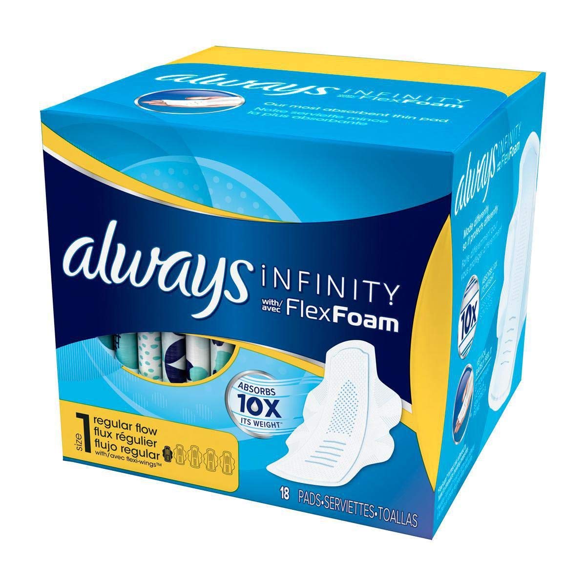 Buy now Always Pads Size 1 Infinity with Flex Foam 18 Count (Pack of 3) Size 1 18 at indiglob india
