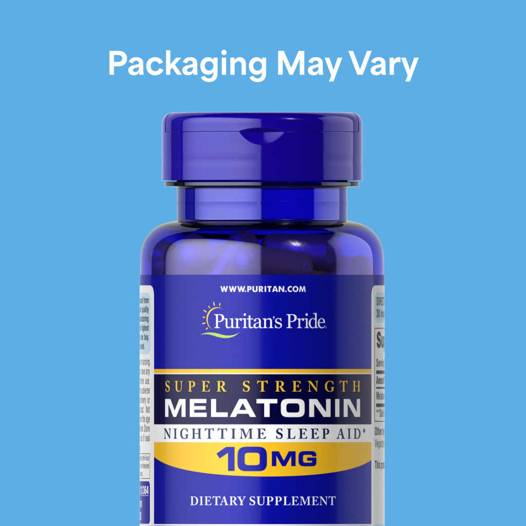 Puritan's Pride Premium Super Strength Melatonin 10mg Sleep Aid | Dietary Supplement for Sound, Restful, and Longer Sleep Support, 4 Month Supply, 120 Rapid Release Capsules