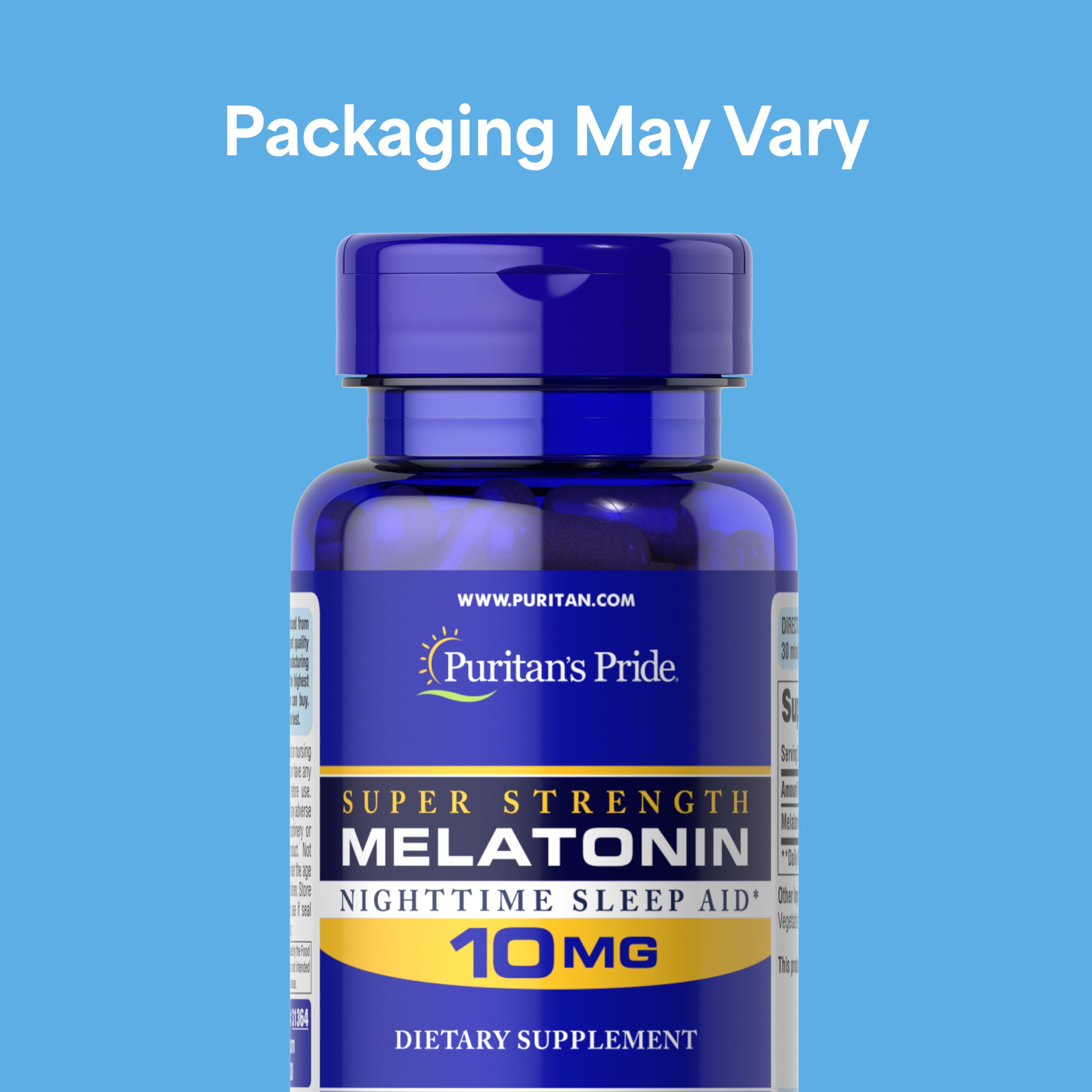 Puritan's Pride Premium Super Strength Melatonin 10mg Sleep Aid | Dietary Supplement for Sound, Restful, and Longer Sleep Support, 4 Month Supply, 120 Rapid Release Capsules