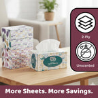 Price Value Facial Tissues Cube Boxes, Soft 2-Ply, 230 Sheets, 4 Pack