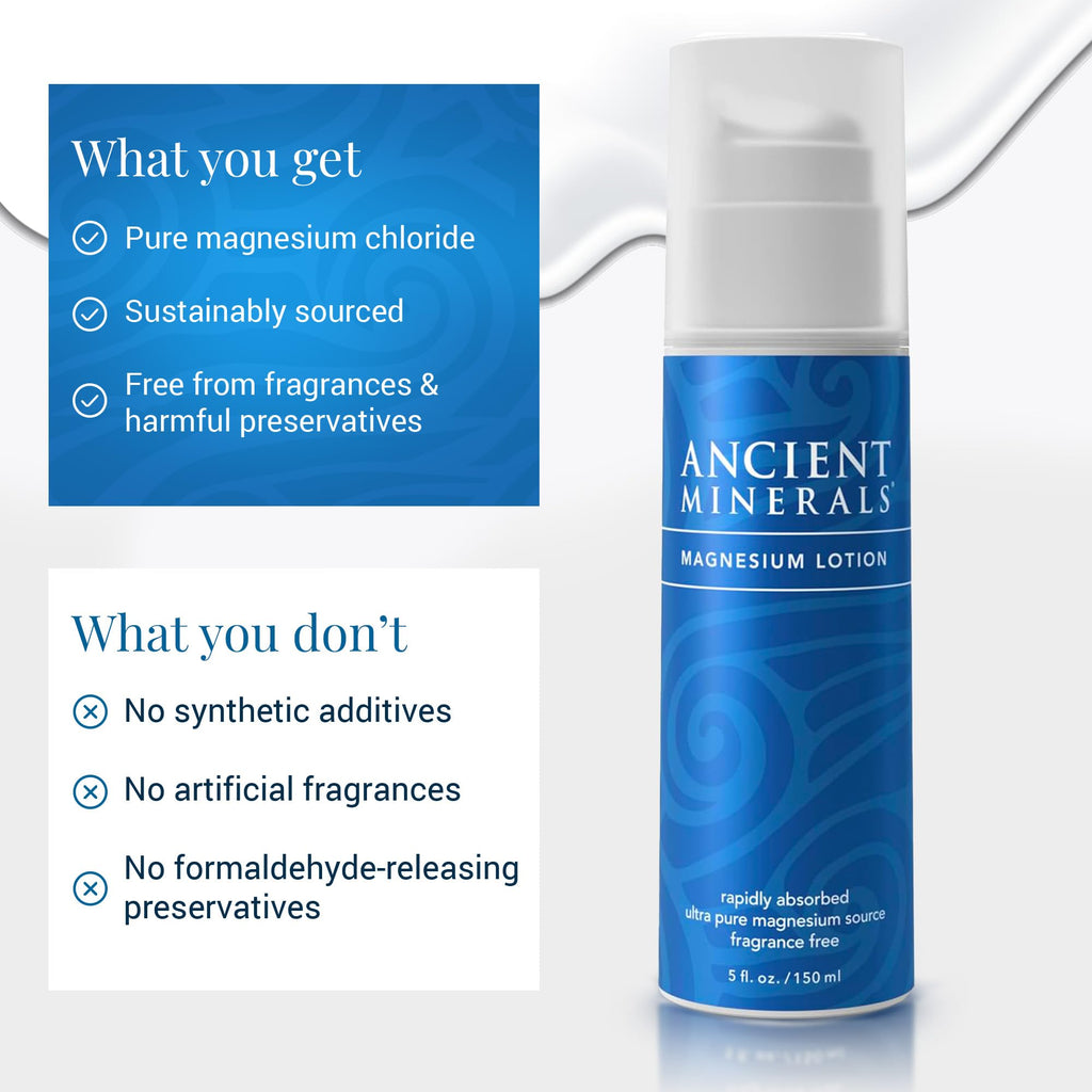 Buy now Ancient Minerals Magnesium Lotion â€“ Zechstein Magnesium Chloride Cream with Shea Butter, Organic Oils & Hyaluronic Acid for Skin Hydration, Non-Greasy Body Lotion, 5oz at indiglob india