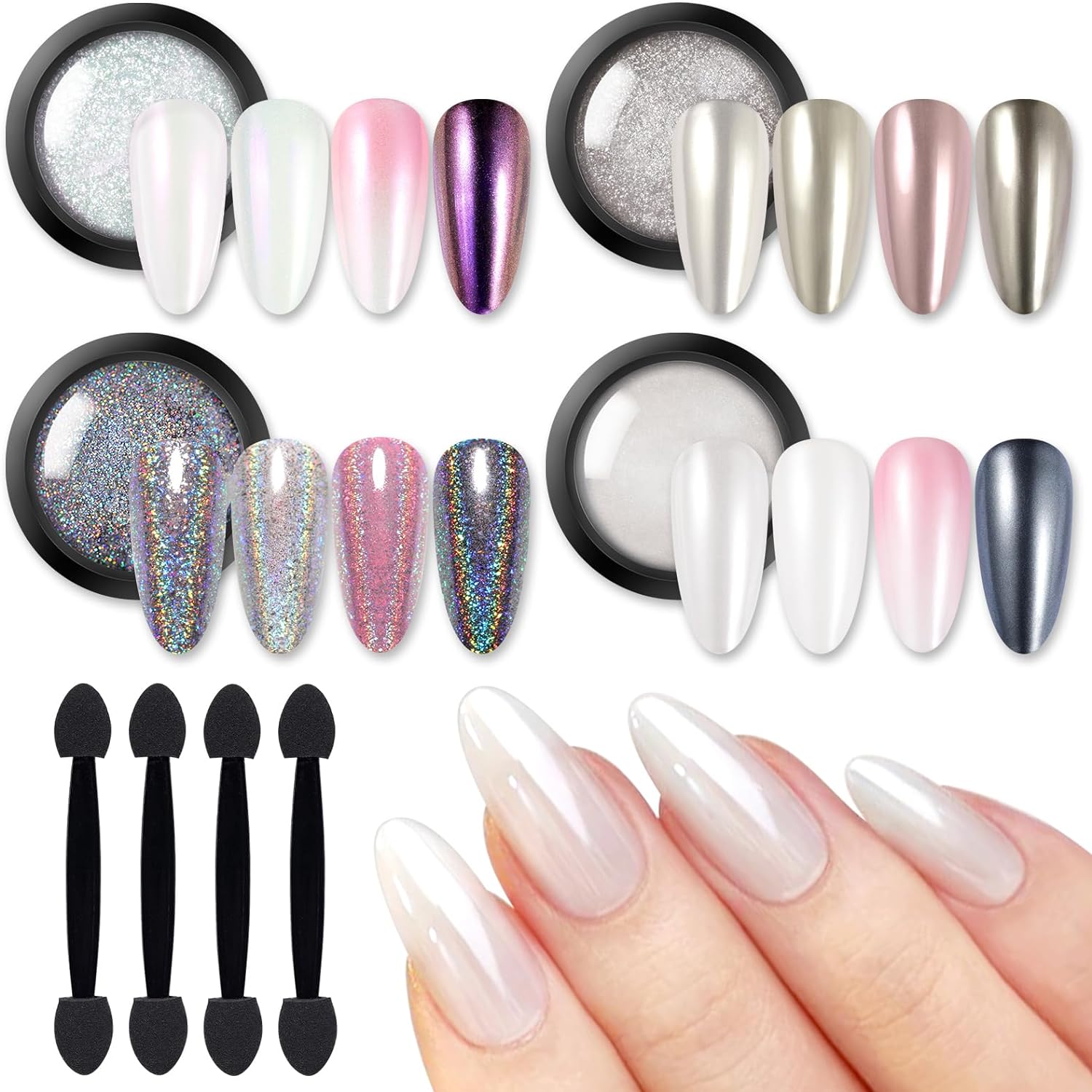 Buy now BORN PRETTY Chrome Powder Metallic Mirror Chameleon Nail Powder Auroras Mermaid Nail Powder Pigment for Nail Art Gel Polish Manicure Nail Art Decorations 9 Jars A-nail powder set at indiglob india