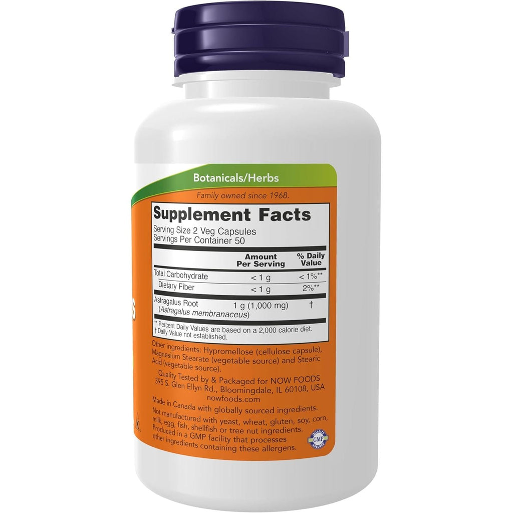 Buy now NOW Foods Supplements, Astragalus (Astragalus membranaceus) 500 mg, Immune System Support*, 100 Capsules at indiglob india