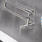Buy now Pot Filler Faucet Brushed Nickel Wall Mount Commercial Kitchen Faucets Brass Folding Stretchable with Single Hole Two Handles by Aquafaucet at indiglob india