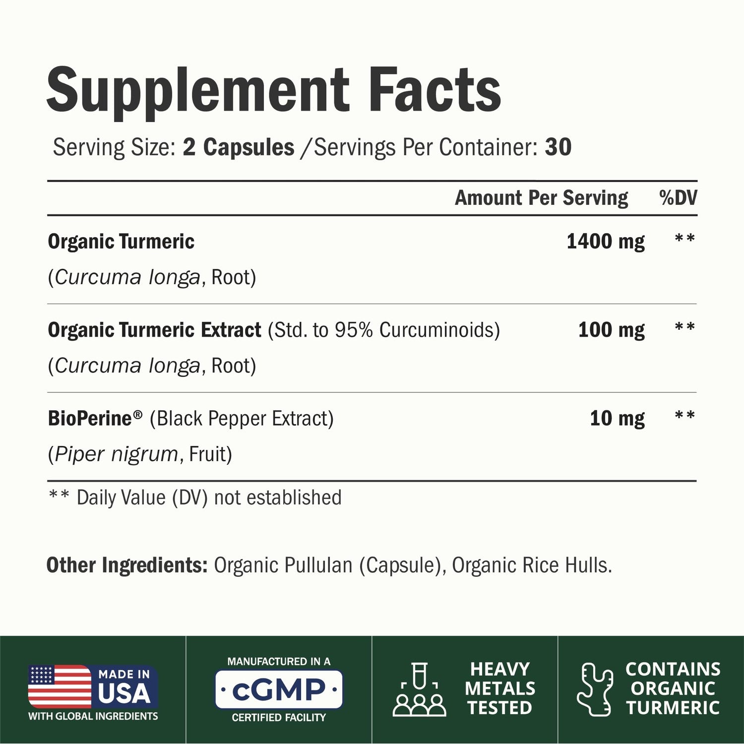 Turmeric Curcumin Supplement – 1400mg Organic Turmeric Curcumin with Black Pepper Extract for Max Absorption – Digestive & Joint Supplements for Men & Women w. Tumeric Extract & Bioperine – 60 Caps