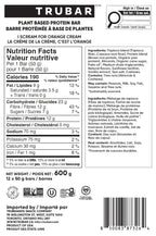 TRUBAR Vegan Protein Bar, I Scream for Orange Cream, Gluten Free, Plant Based Protein, Dairy Free, Non GMO, Soy Free, No Sugar Alcohols, 12G Protein, 13G Fiber, Healthy on the Go Snack Bars, 12 CT