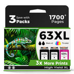63XL Ink Cartridges Replacement for HP 63 XL Black Color Combo Pack HP63XL