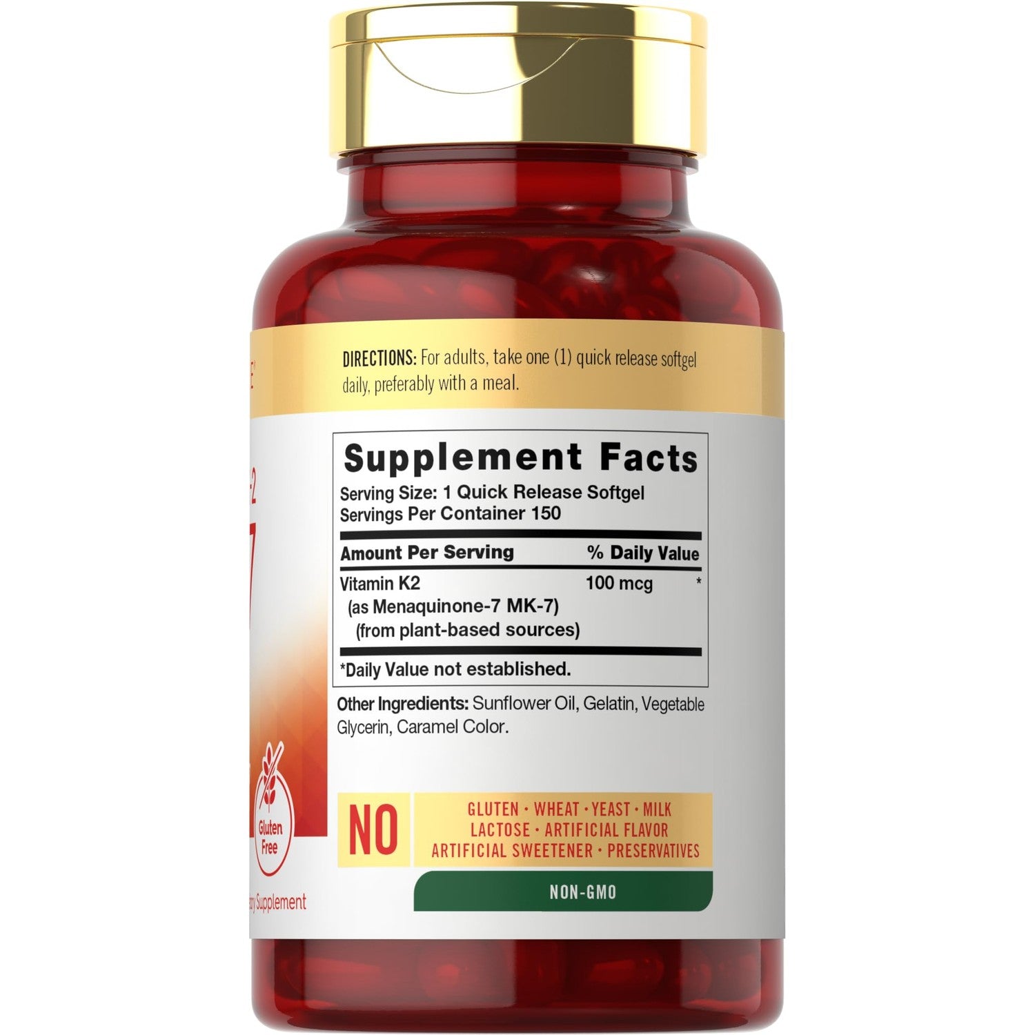 Carlyle Vitamin K2 MK7 100 mcg | 150 Softgels | Bioactive Trans-Form MK7 | Non-GMO & Gluten Free Supplement