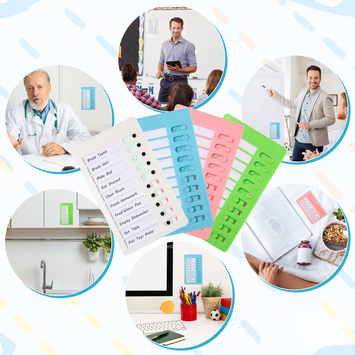 Aleric 4 Pieces Chores Chart for Kids Chore Chart, Sliding Routine Chart to Do List, My Chores RV Checklist Task Planning Board for Kids and Adults, ADHD Tools Routine Visual Schedule Reminder