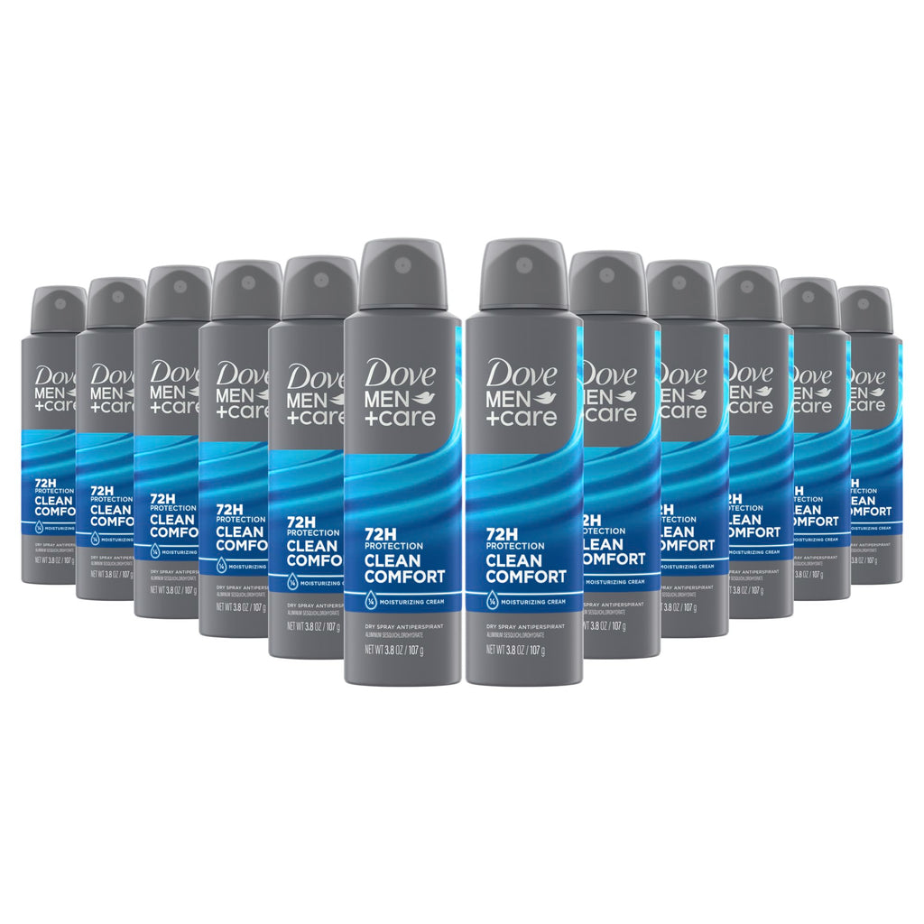 Dove Men+Care Antiperspirant Dry Spray Clean Comfort Sweat 3 Pack 3.8 oz | 72-hour Sweat and Odor Protection with Triple Defense Technology