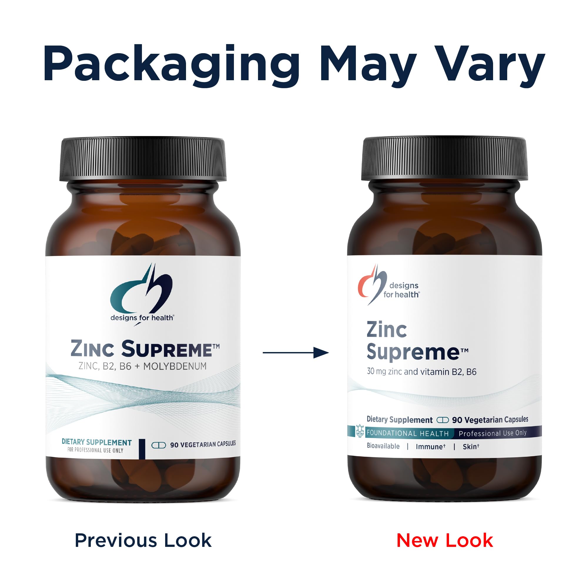 Designs for Health Zinc Supreme - 30mg Zinc Bisglycinate Chelate Supplement, Vitamin B6, B2 + Molybdenum - Immune Support Supplement - Vegan + Non-GMO (90 Capsules)