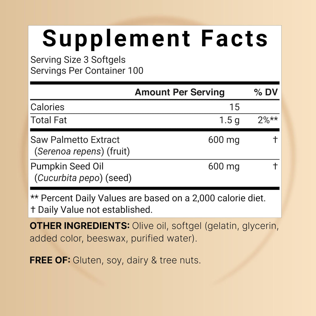 Saw Palmetto for Men with Pumpkin Seed Oil, 1200mg, 300 Softgels