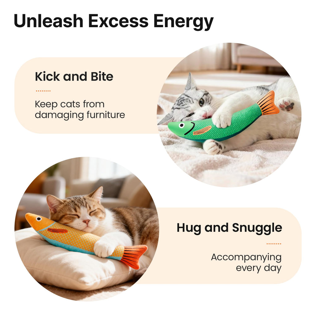 Potaroma Cat Toys Saury Fish, 3 Pack, Catnip Crinkle Sound, Soft and Durable, Interactive Kitten Kicker for Indoor Kitty Exercise 9.4 Inches for All Breeds