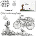 Buy now Door Bike Tree Scenery Clear Stamps for Card Making and Photo Album Decorations, Blessing Words Transparent Rubber Stamps Seal for DIY Scrapbooking Style 3:spring Bike at indiglob india