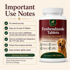 Canine Dewormer for Dogs (fenbendazole),for Treatment and Control of Tapeworms, Roundworms, Hookworms and Whipworms,100 Tablets, 100 mg per Tablet, Oral Tablets with Weight-Based Directions