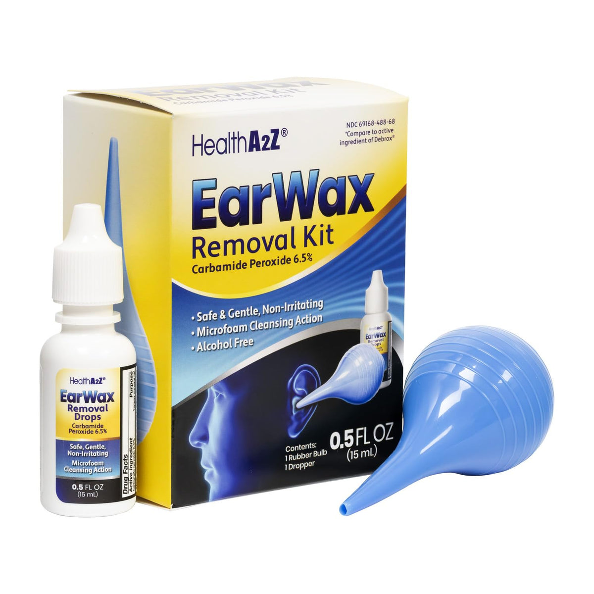 HealthA2Z® Ear Wax Removal Kit Carbamide Peroxide 6.5%, 0.5 fl oz (15mL)