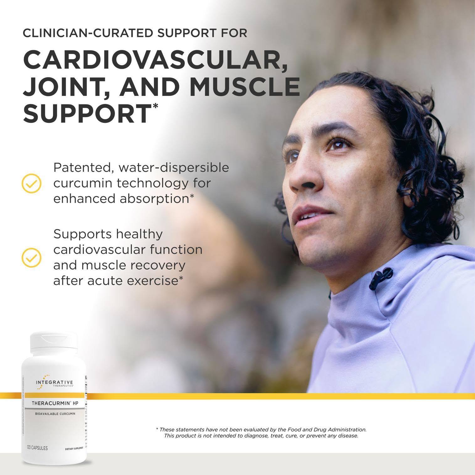 Integrative Therapeutics Theracurmin HP - Heart & Joint Health Support* - Muscle Recovery Support* - 27x More Bioavailable Than Standard Curcumin Extract - 120 Capsules (60 Servings)
