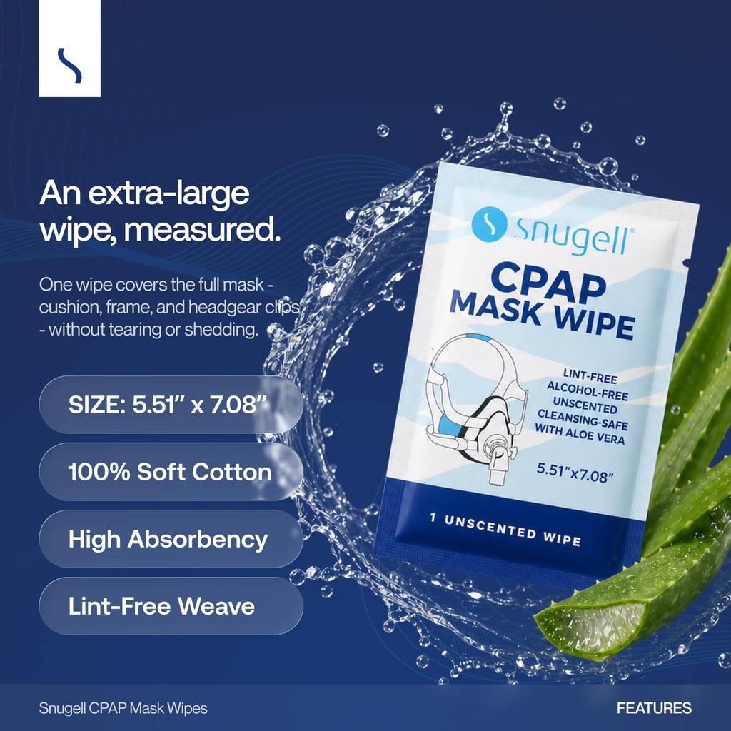Snugell Unscented Individual CPAP Mask Wipes – Travel-Friendly 40-Pack– Lint & Alcohol-Free,Skin-Safe with Aloe Vera– Perfect for Convenient, Hassle-Free Cleaner & Sanitizer of CPAP Masks & Equipment