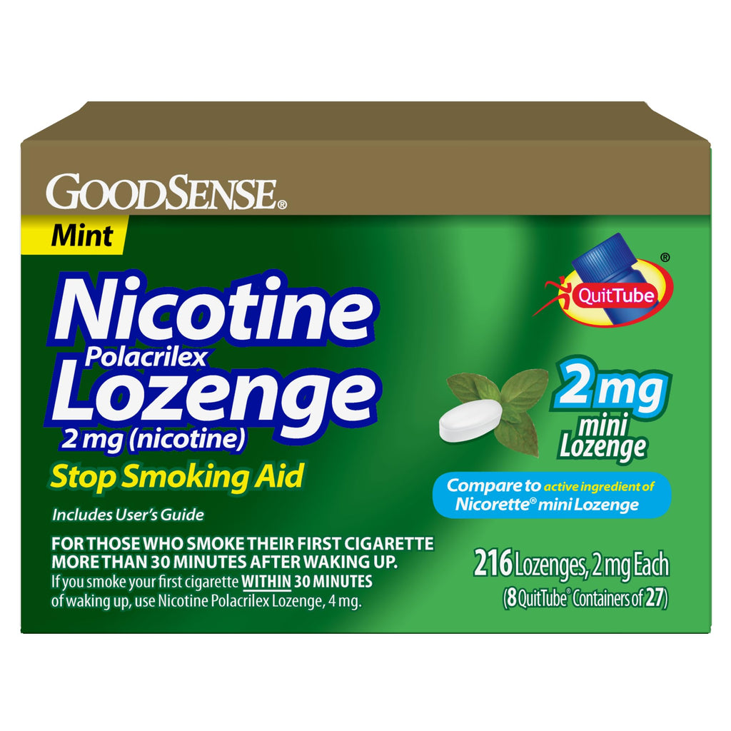 GoodSense Nicotine Polacrilex Mini Lozenges 2 mg, Mint Flavor, 216 Count