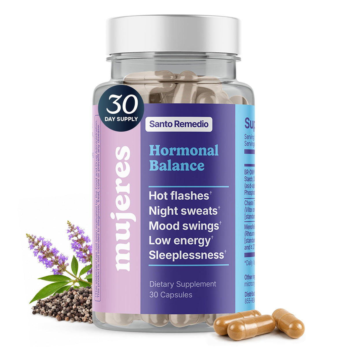 Santo Remedio Hormone Balance for Women, Menopause Support, 30 Capsules