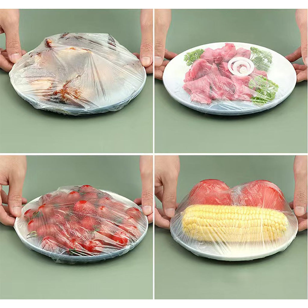 300PCS Disposable Bowl Covers Canning Lids, Plastic Bowl Covers Food Cover Stretch Edging, Flexible Storage Packaging for Storage Containers, Plastic Lids for Disposable Cling Bags for Household