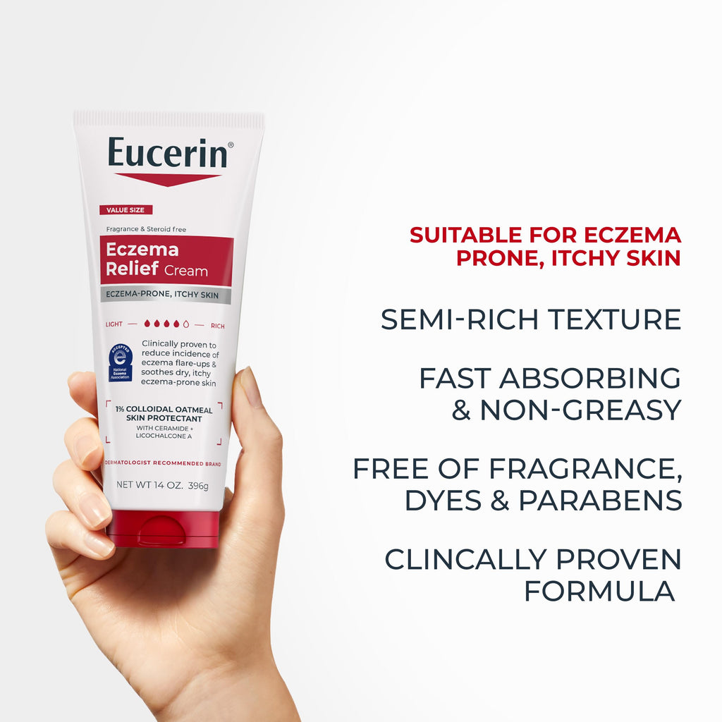 Eucerin Eczema Relief Cream and Body Wash, 13.5 FL OZ | Eczema Relief Body Wash with Colloidal Oatmeal, Calms Dry, Itchy, Eczema-Prone Skin, Soap, Fragrance and Steroid Free