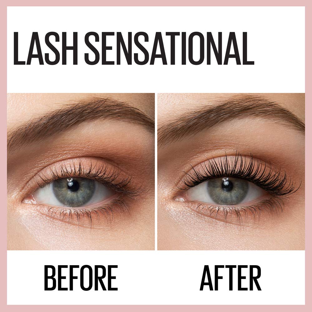 Buy now Maybelline Lash Sensational Washable Mascara, Lengthening and Volumizing for a Full Fan Effect, Blackest Black, 2 Count at indiglob india