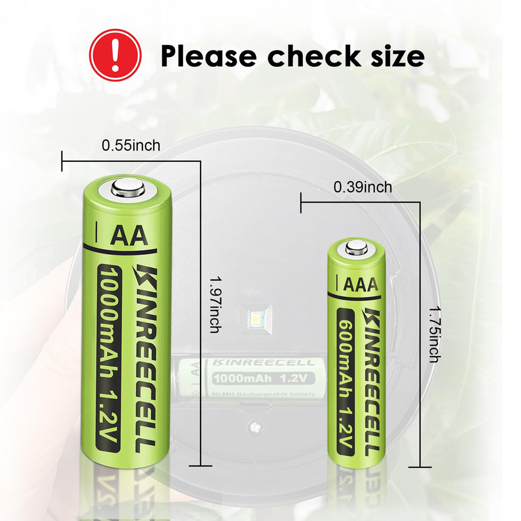 Rechargeable Solar AA 1000mAh Batteries for Outdoor Solar Lights
