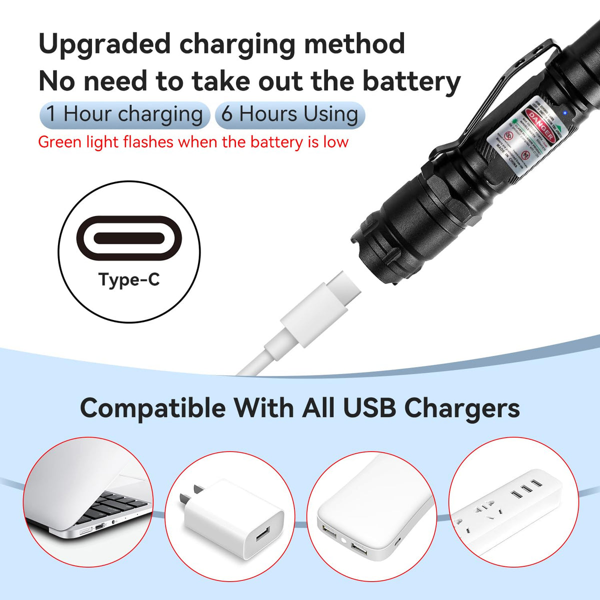 [Professional] Rechargeable Green Laser Pointer High Power Green Beam Light Long Distance Range for TV/LED/LCD Screens Tactical Flashlights Presentation Office/Outdoors/Astronomic/Construction [003]