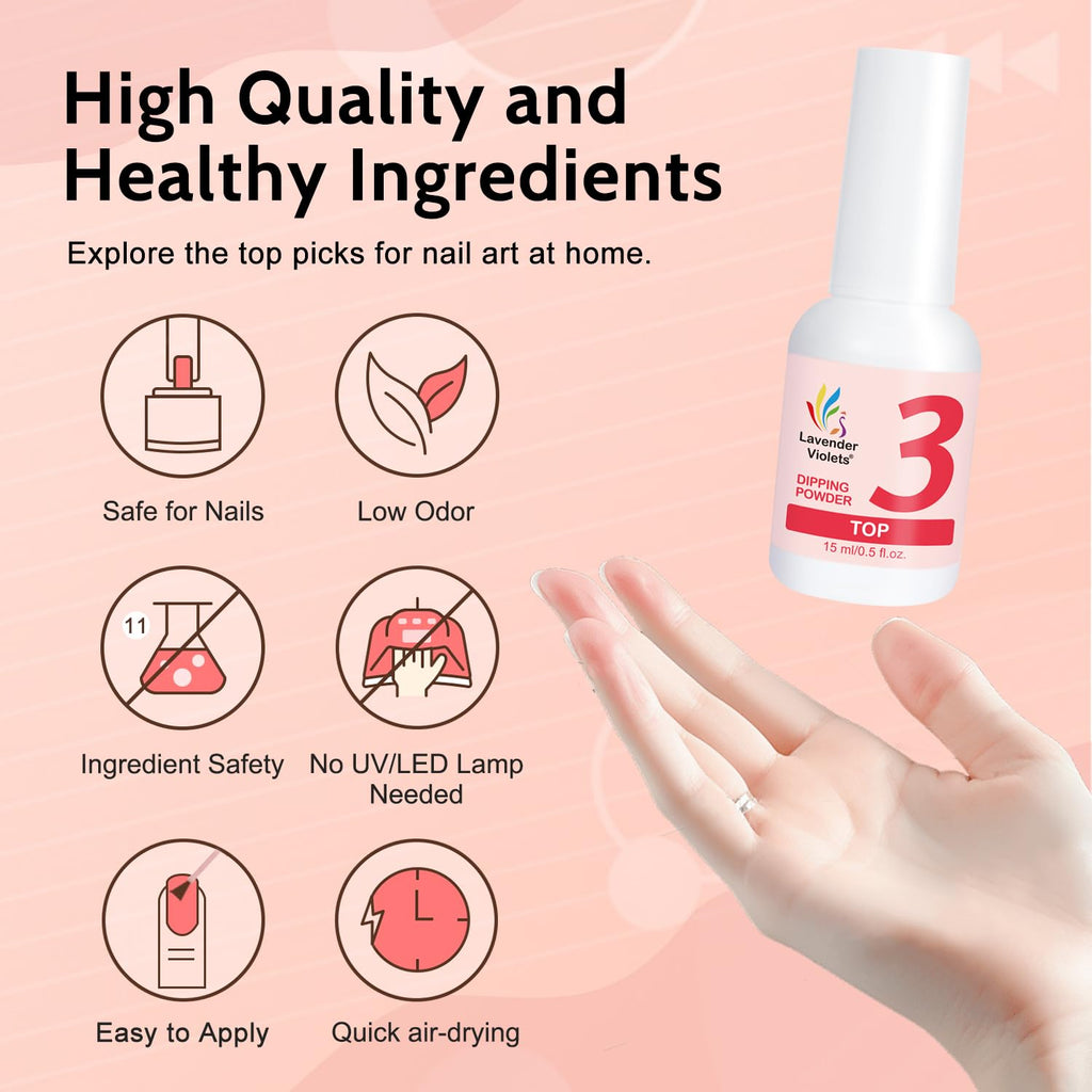 Buy now Lavender Violets Dip Powder Liquid Set with Activator, Base Top Coat and Brush Saver 0.5oz/Bot Nail File Necessary Tools for Dipping Powder Acrylic Manicure Pedicure J775 at indiglob india