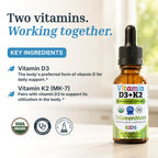 Dr. Green Mom Liquid Vitamin D 3 K2 Drops — Babies & Kids — Organic, 400 IU