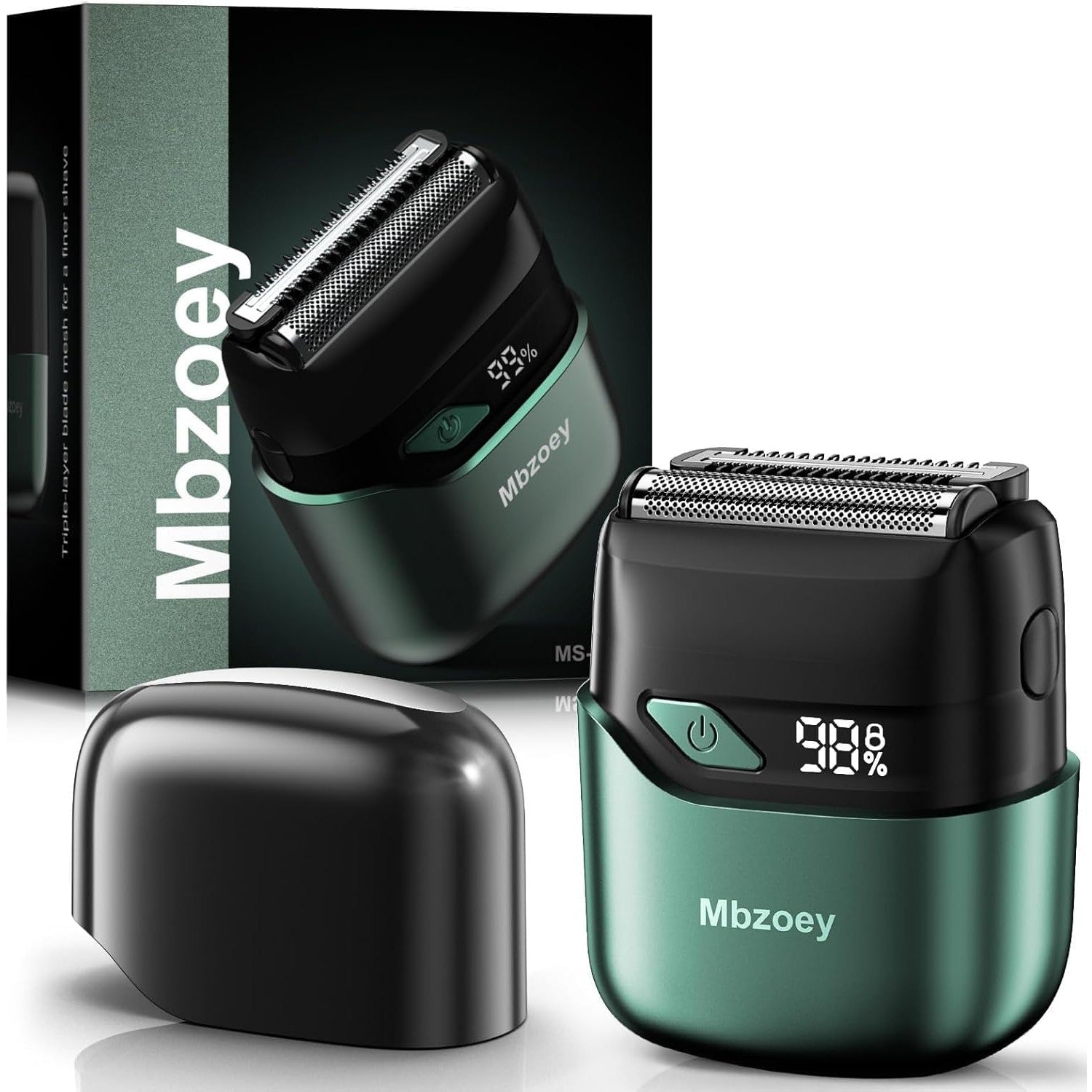 Mbzoey Electric Foil Shavers for Men: IPX7 Waterproof - Magnetic Cover | Mini Razor for Travel - Face Shaver with LED Display & USB-C Fast Charge - Micro-Comb Technology & Precision Blades