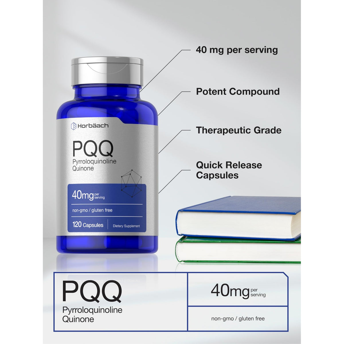 Horbäach PQQ Supplement 40 mg | 120 Capsules | Maximum Strength