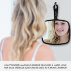 ForPro Professional Collection Extra Large Hand Mirror with Handle, 9" W x 12" L, Multi-Purpose Handheld Mirror with Distortion-Free Reflection, Black (Pack of 2)
