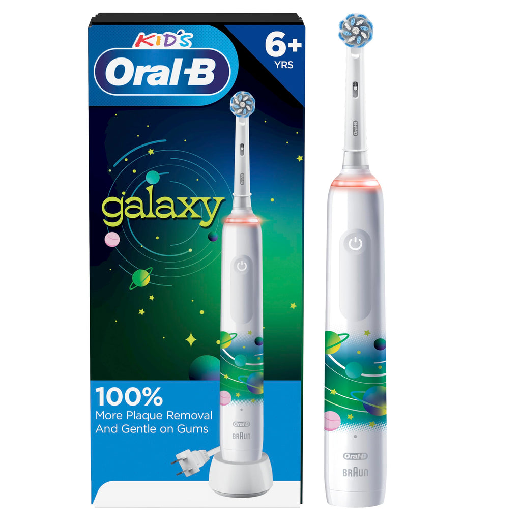 Buy now Oral-B Kids Electric Toothbrush with Coaching Pressure Sensor and Timer, Rechargeable Toothbrush with Brush Head, Sparkle & Shine at indiglob india