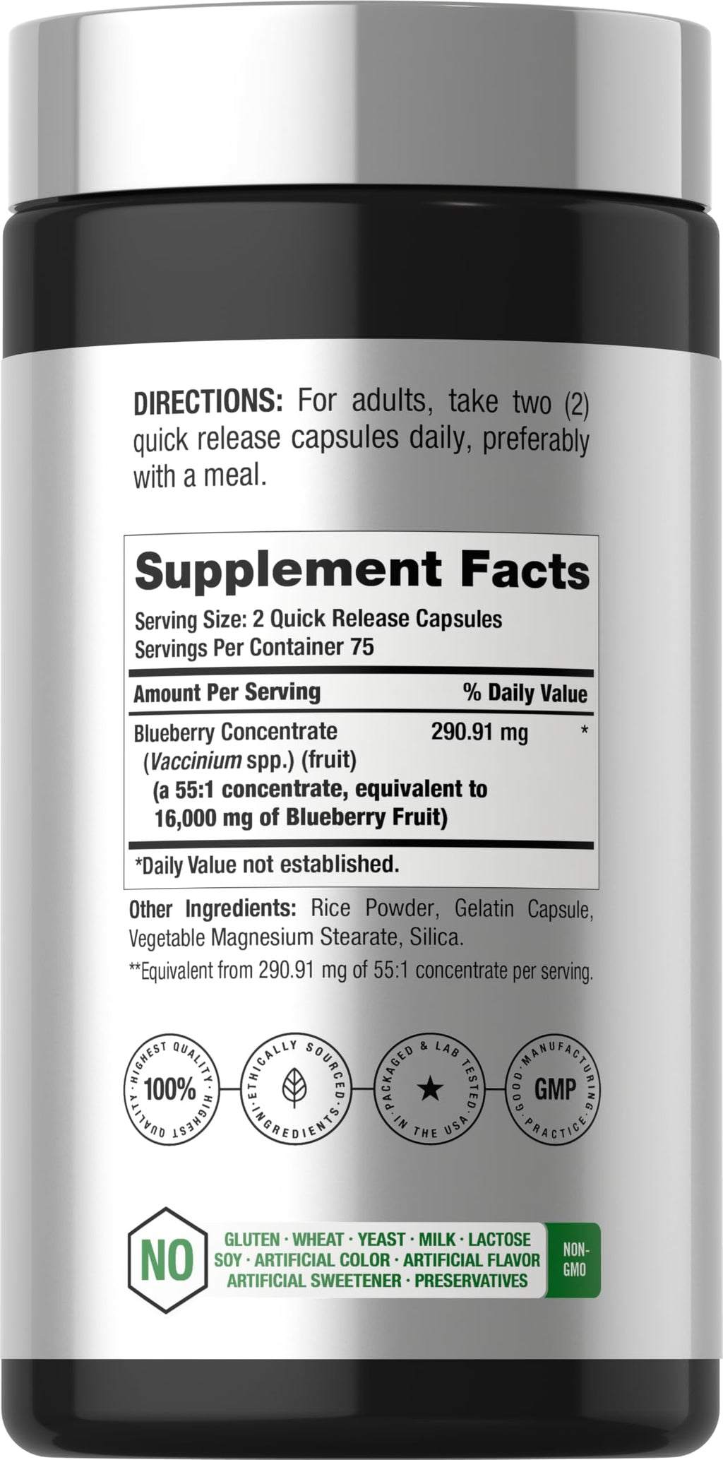 Horbäach Blueberry Concentrate Extract Supplement | 150 Capsules